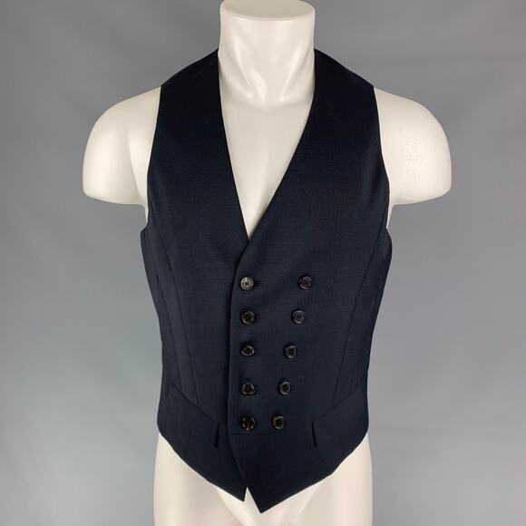 NEIL BARRETT Size 38 Black Pinstripe Wool Double Breasted Vest - Picture 1 of 5
